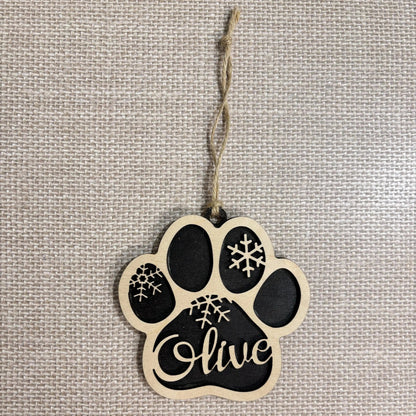 Dog Ornament - Personalized Wood Paw Christmas Ornament - Stocking Stuffer for Dog Mom - custom dog gifts Joyful Moose