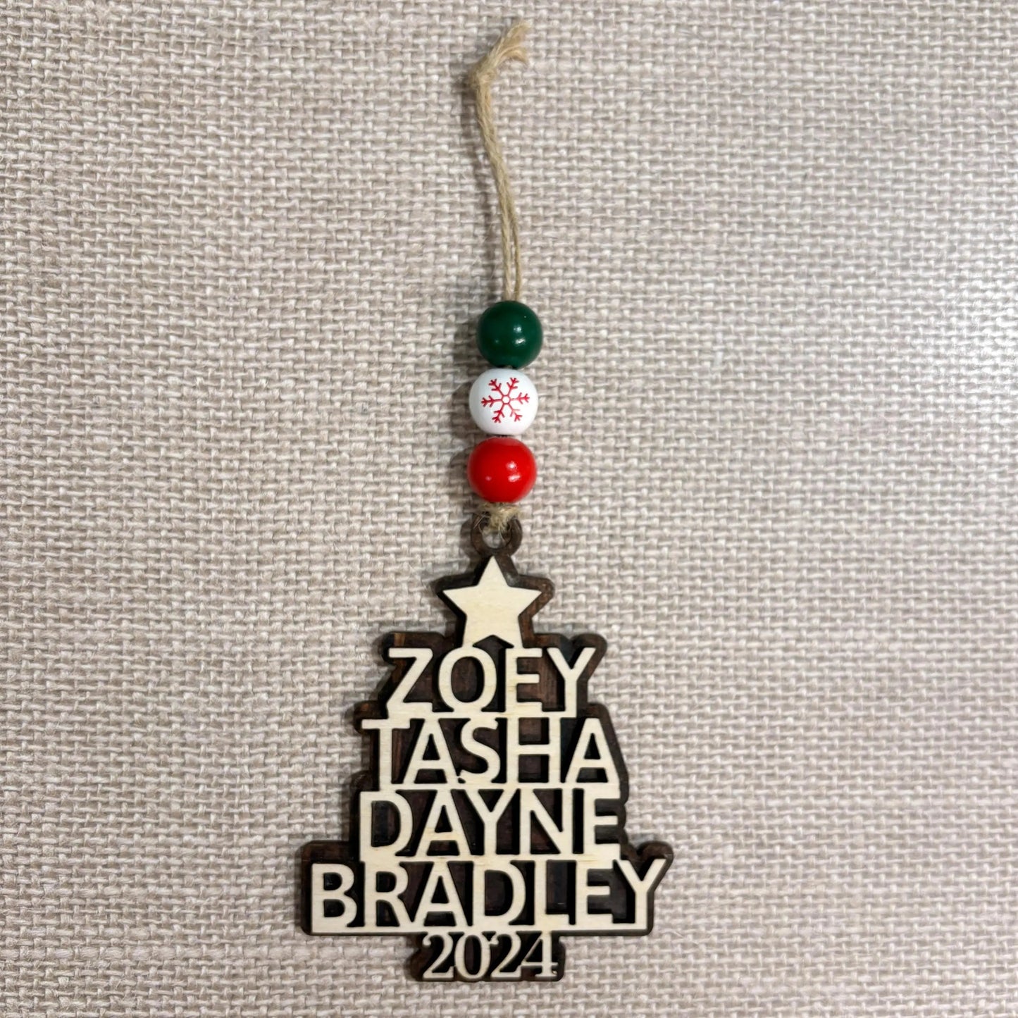 Custom Christmas Ornaments - Personalized Family Name Wood Ornament - Laser Cut Christmas Tree Decoration Joyful Moose
