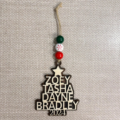 Custom Christmas Ornaments - Personalized Family Name Wood Ornament - Laser Cut Christmas Tree Decoration Joyful Moose