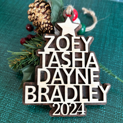 Custom Christmas Ornaments - Personalized Family Name Wood Ornament - Laser Cut Christmas Tree Decoration Joyful Moose