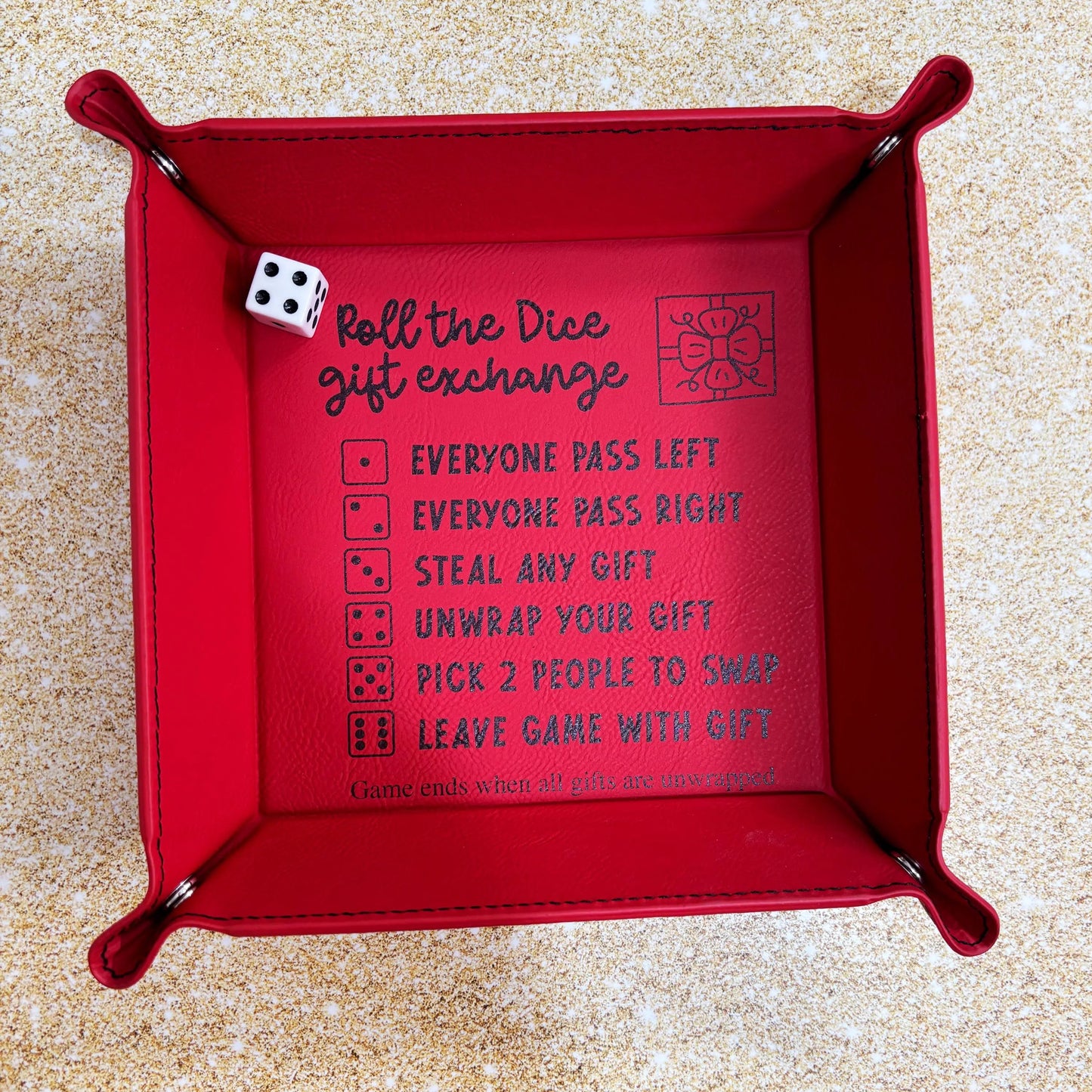 Christmas Dice Game, Roll the Dice Gift Exchange, White Elephant Christmas Games, Family pass the gift game, Office Christmas party Joyful Moose