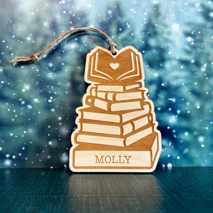 Book Christmas Ornament, book lover ornament, custom book ornament for book club gifts, Unique Personalized Holiday Gift, Reader Gifts Joyful Moose