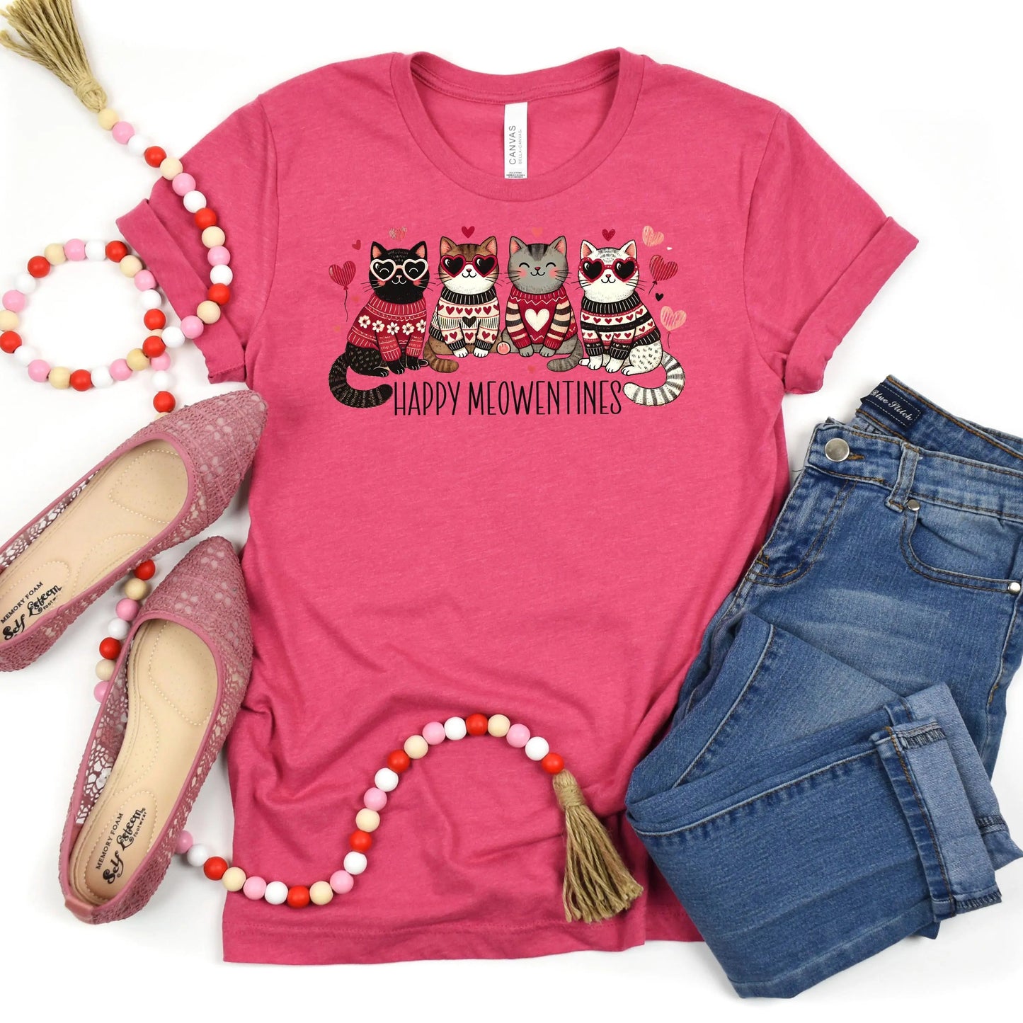 Cat Valentines Shirt, valentine day shirt pink kittens, womens valentine shirt gift for cat lover Joyful Moose