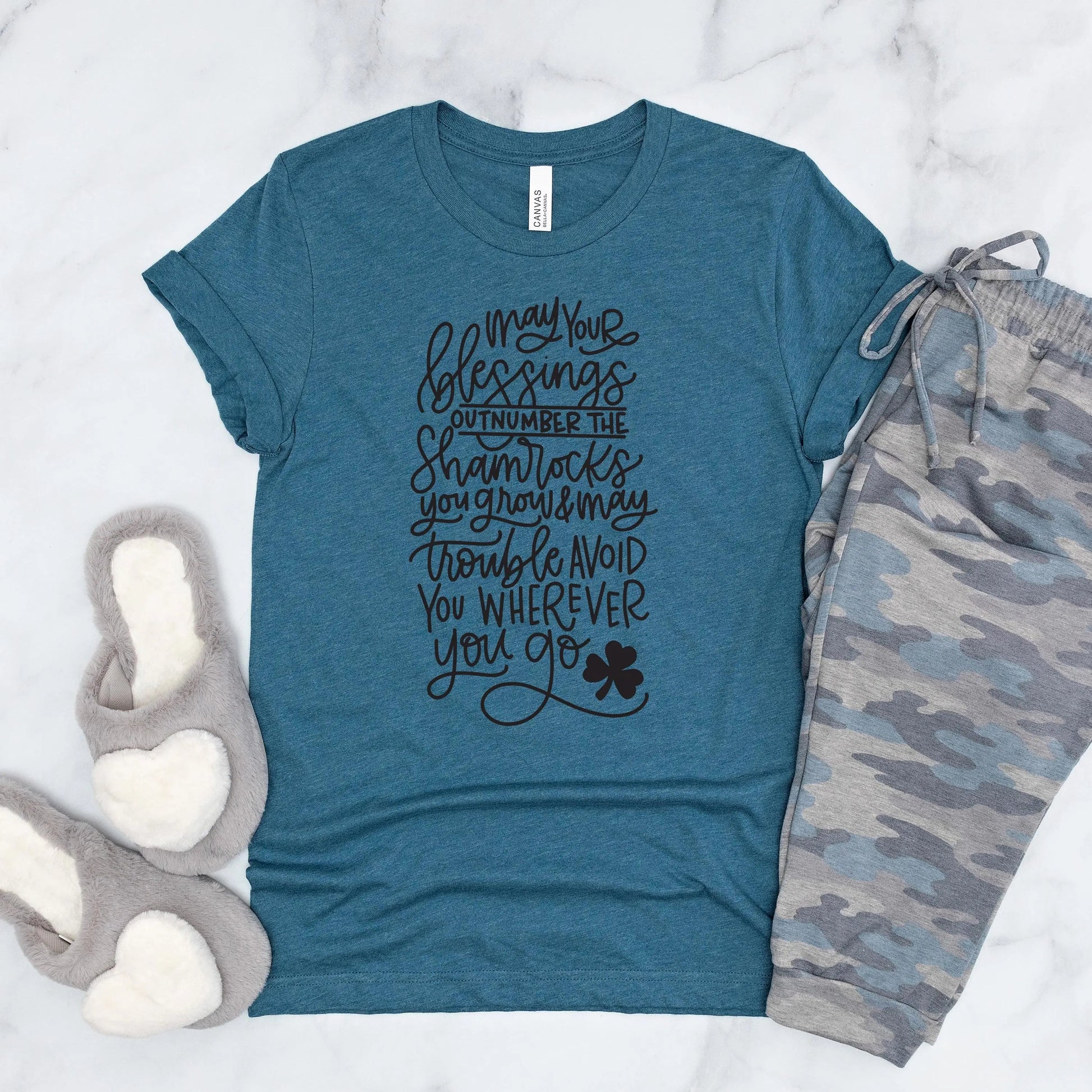 Irish Blessing Shirt, Shamrocks Tee, Ireland Gift for Her, Unisex Bella Canvas T-shirt with Irish Blessing Joyful Moose