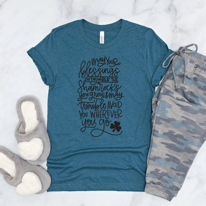 Irish Blessing Shirt, Shamrocks Tee, Ireland Gift for Her, Unisex Bella Canvas T-shirt with Irish Blessing Joyful Moose