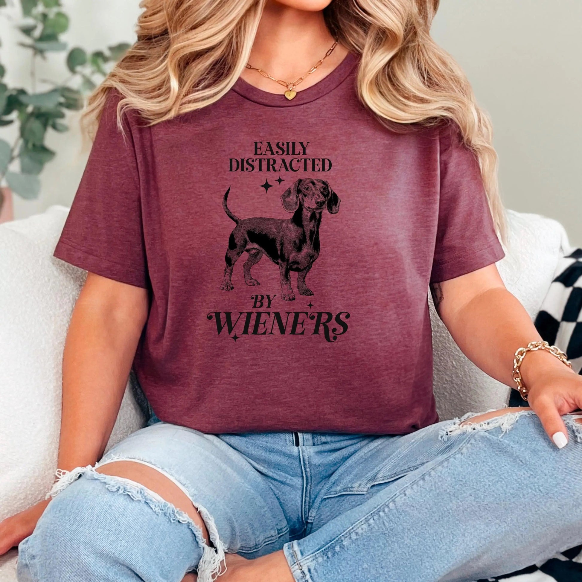 Dachshund T-shirt "Easily Distracted by Wieners" Bella + Canvas Unisex Dog Tee Doxie Lover Gift Joyful Moose