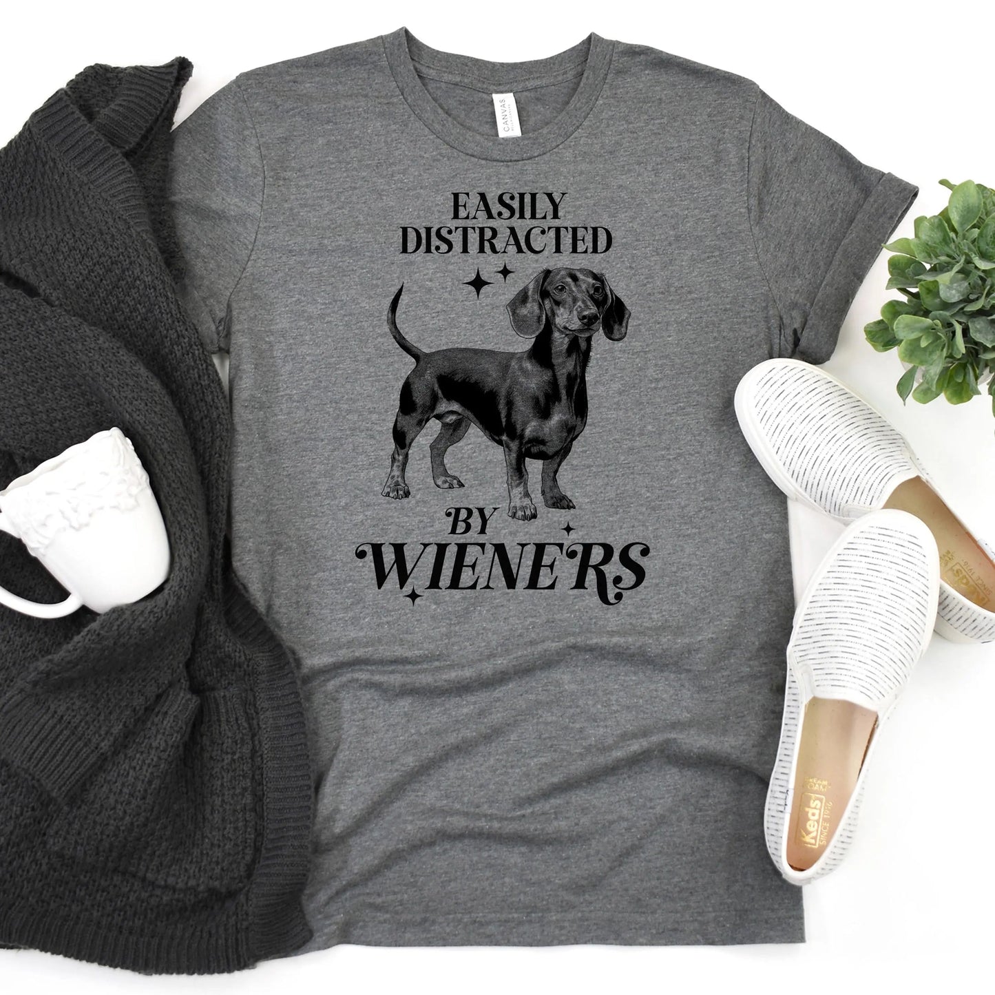 Dachshund T-shirt "Easily Distracted by Wieners" Bella + Canvas Unisex Dog Tee Doxie Lover Gift Joyful Moose