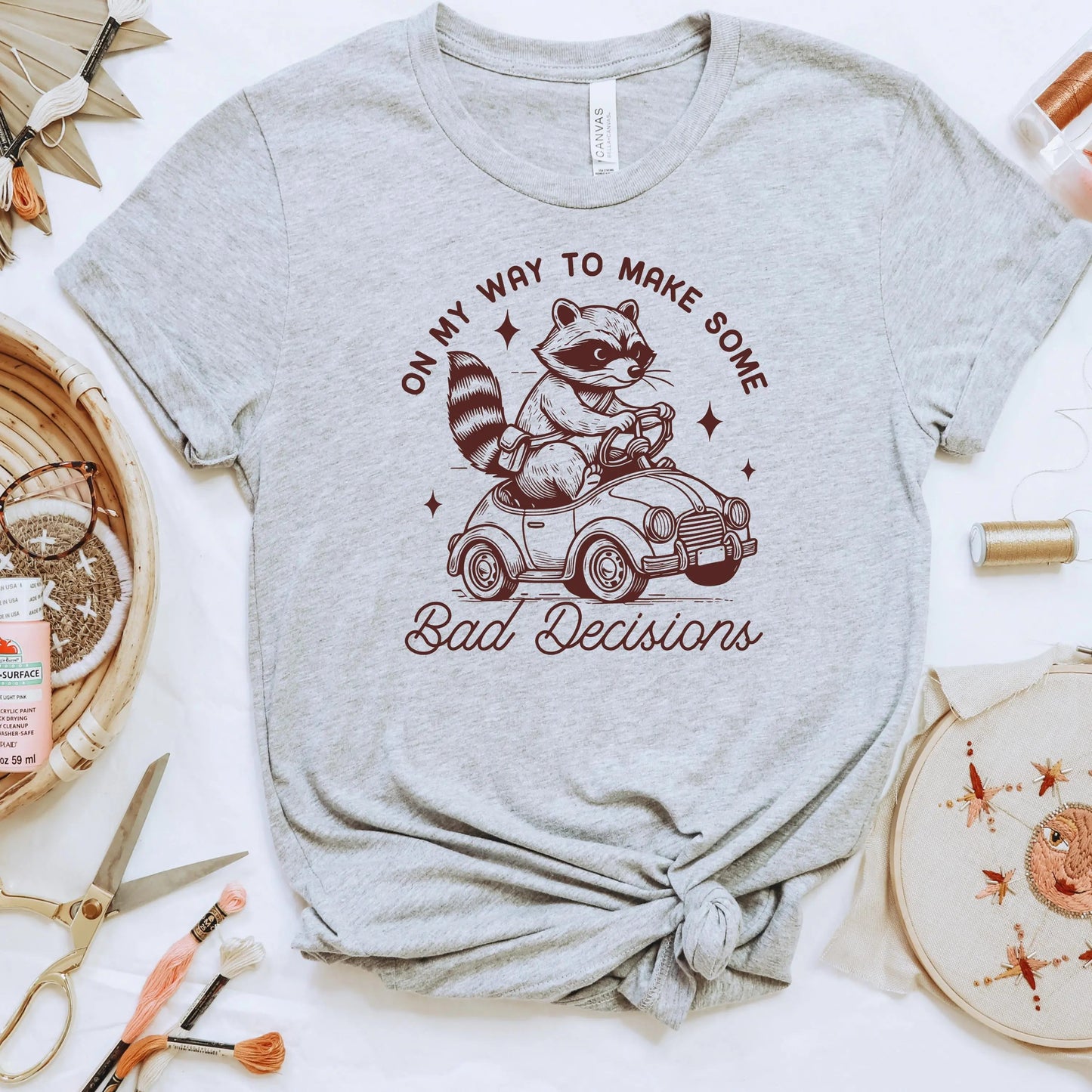Funny Racoon Shirt - On My Way to Make Bad Decisions - Bella Canvas Graphic Tee - Trendy Racoon Shirt Joyful Moose
