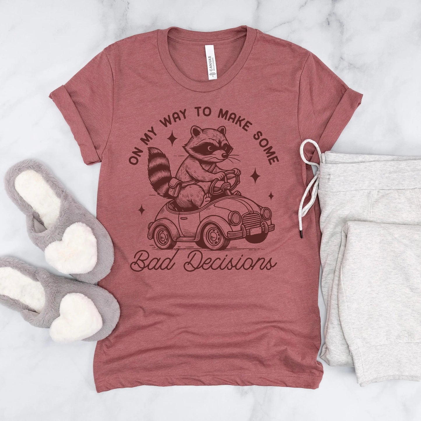 Funny Racoon Shirt - On My Way to Make Bad Decisions - Bella Canvas Graphic Tee - Trendy Racoon Shirt Joyful Moose