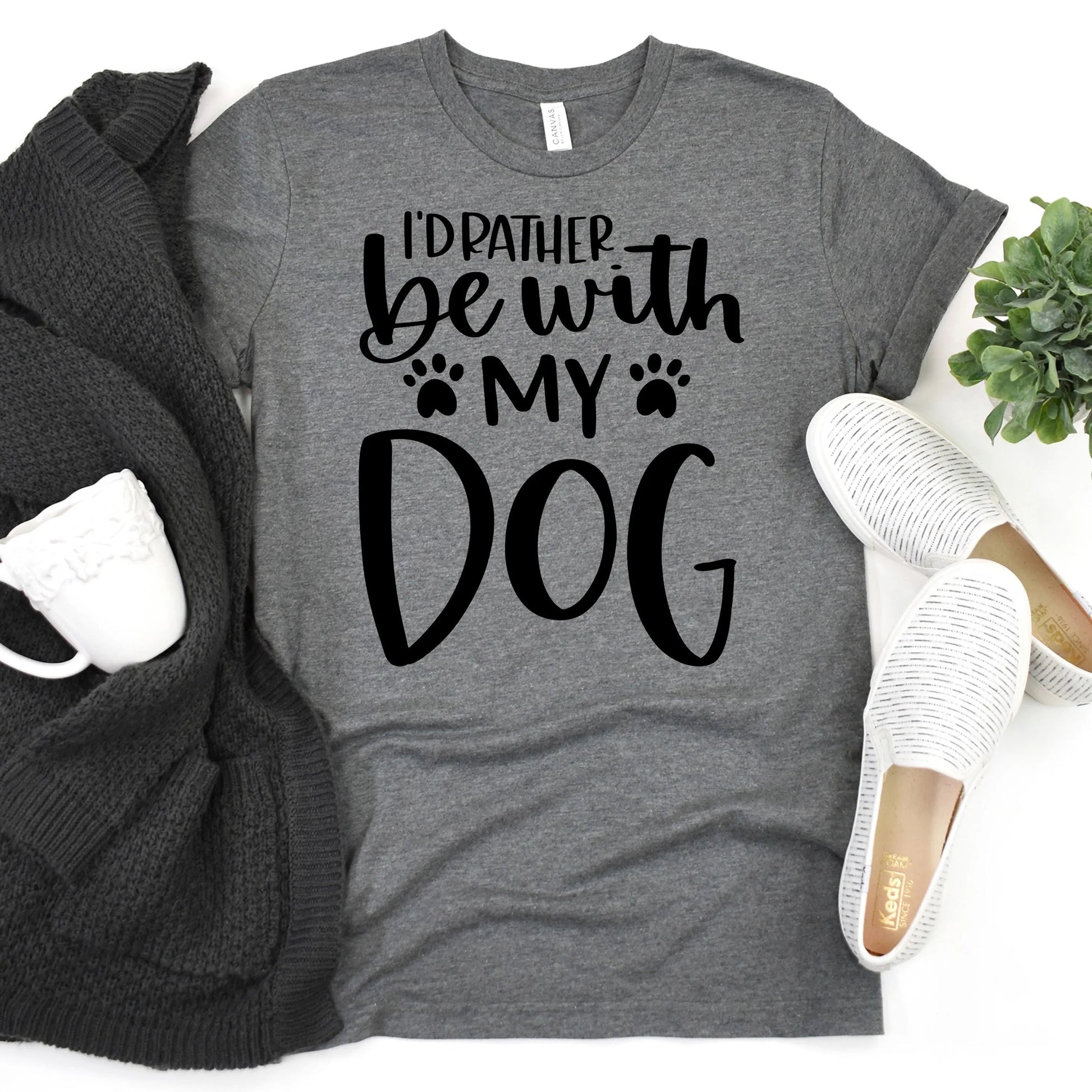 Dog Mom Tshirt I’d Rather Be With My Dog Bella Canvas Tee Joyful Moose