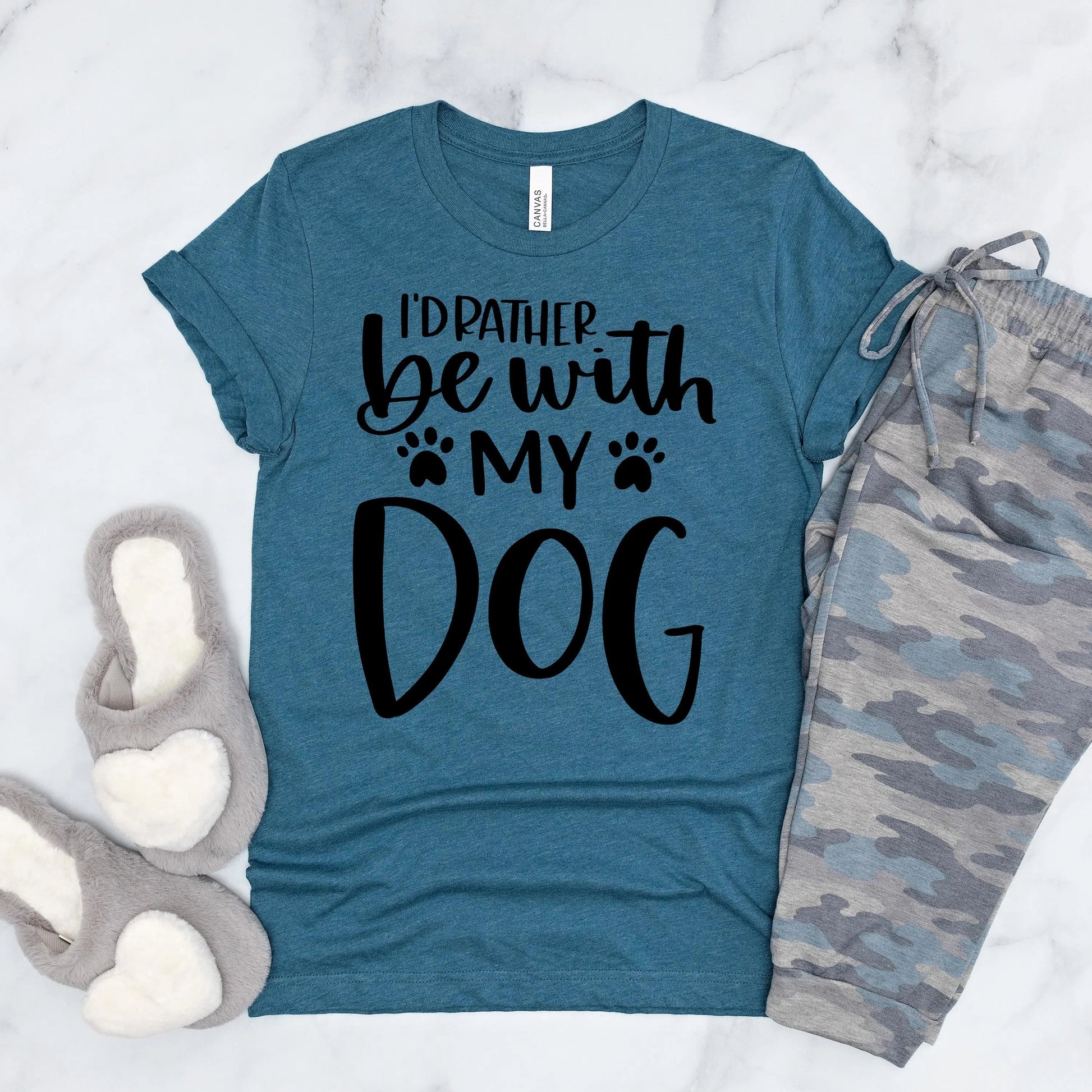 Dog Mom Tshirt I’d Rather Be With My Dog Bella Canvas Tee Joyful Moose