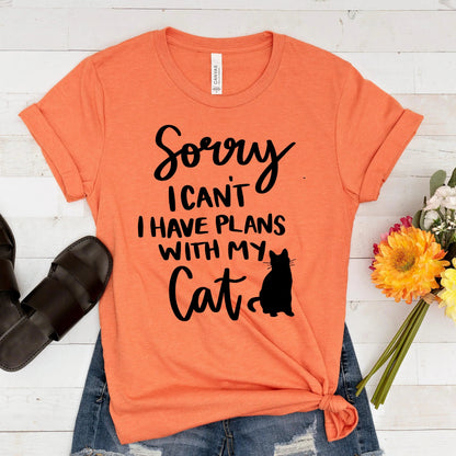 Cat t shirt Sorry I Can't, I Have Plans with My Cat Bella + Canvas Unisex T-Shirt, Cat mom shirt, Cat Lady Gift Joyful Moose