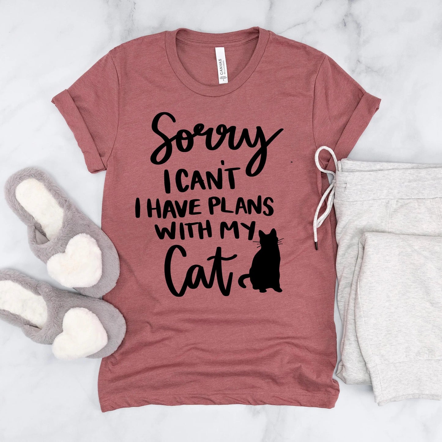 Cat t shirt Sorry I Can't, I Have Plans with My Cat Bella + Canvas Unisex T-Shirt, Cat mom shirt, Cat Lady Gift Joyful Moose