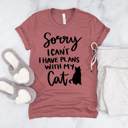 Cat t shirt Sorry I Can't, I Have Plans with My Cat Bella + Canvas Unisex T-Shirt, Cat mom shirt, Cat Lady Gift Joyful Moose