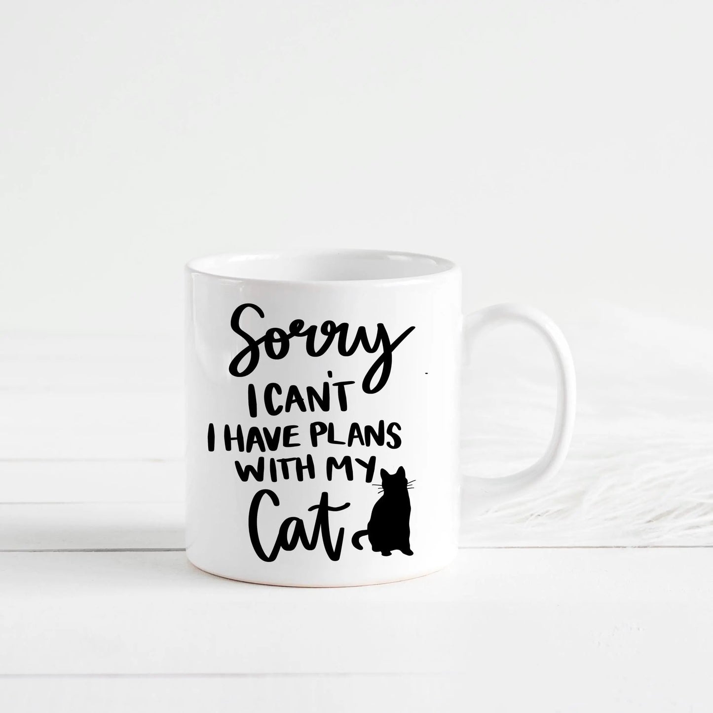 Gifts for Cat Lovers - Sorry, I Can't. I Have Plans With My Cat – Funny Cat Mom Coffee Mug (11 oz or 15 oz) Joyful Moose