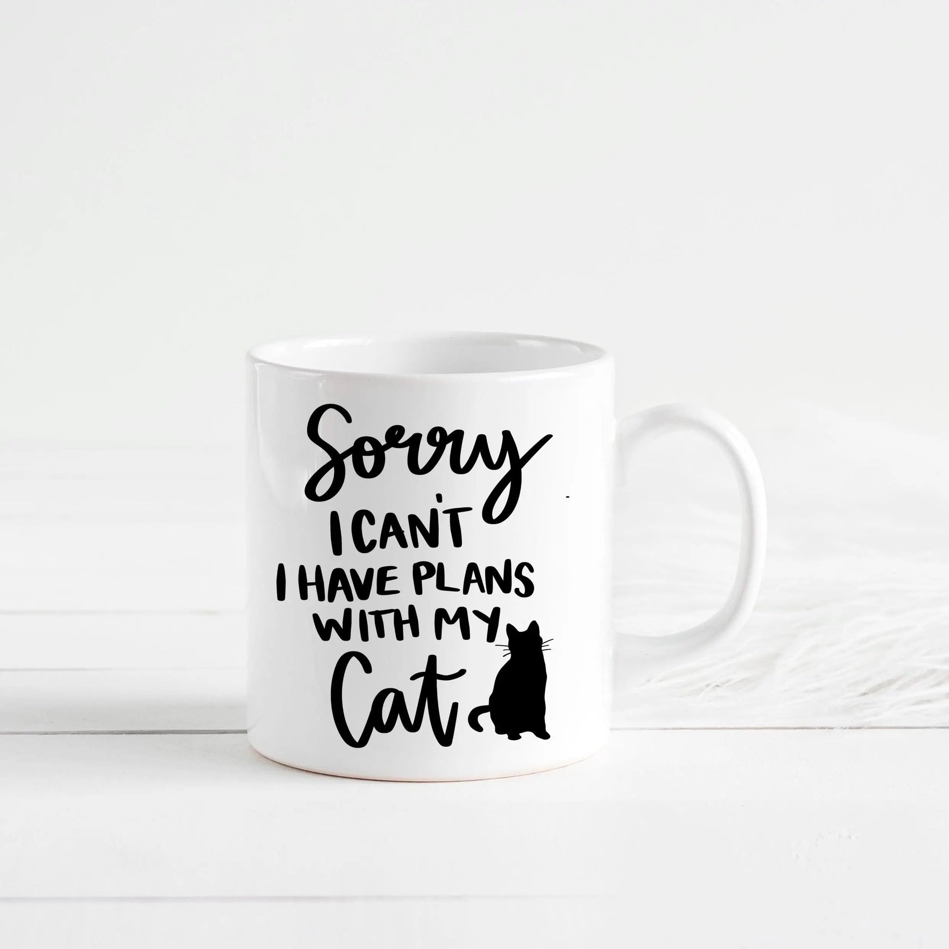 Gifts for Cat Lovers - Sorry, I Can't. I Have Plans With My Cat – Funny Cat Mom Coffee Mug (11 oz or 15 oz) Joyful Moose