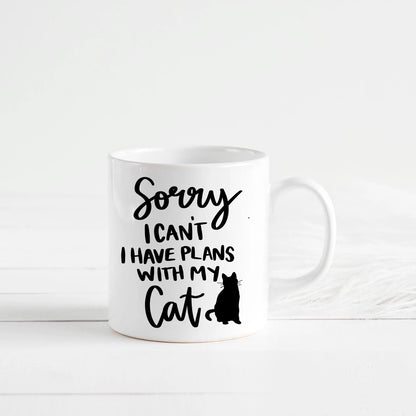 Gifts for Cat Lovers - Sorry, I Can't. I Have Plans With My Cat – Funny Cat Mom Coffee Mug (11 oz or 15 oz) Joyful Moose