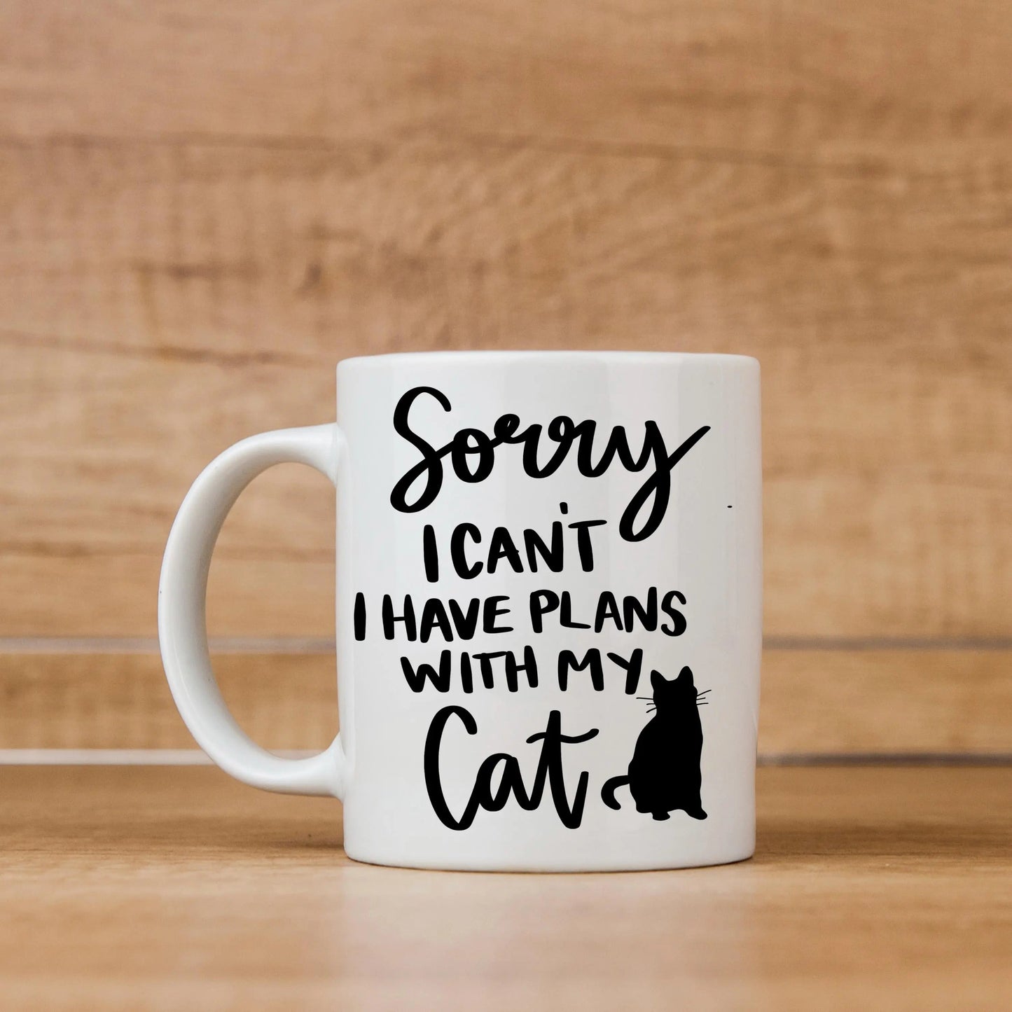 Gifts for Cat Lovers - Sorry, I Can't. I Have Plans With My Cat – Funny Cat Mom Coffee Mug (11 oz or 15 oz) Joyful Moose