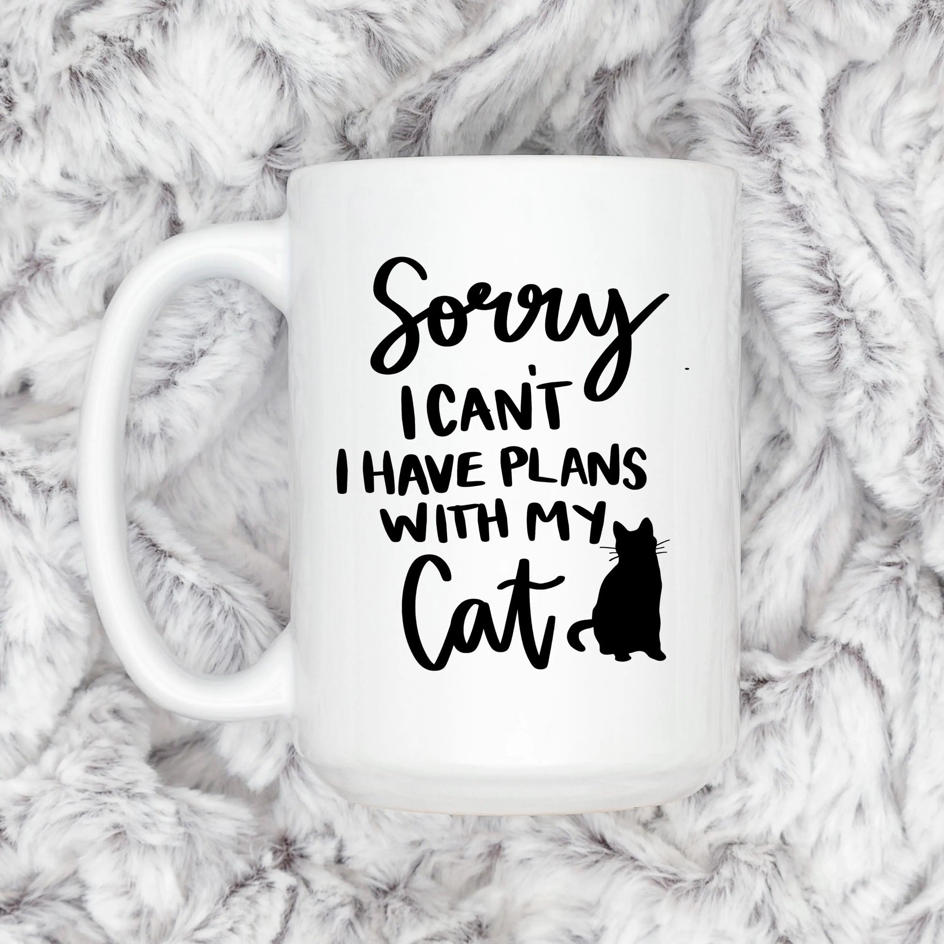 Gifts for Cat Lovers - Sorry, I Can't. I Have Plans With My Cat – Funny Cat Mom Coffee Mug (11 oz or 15 oz) Joyful Moose