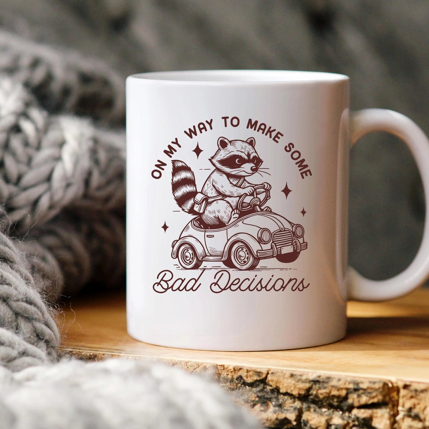 Raccoon Mug On My Way to Make Some Bad Decisions – Funny Raccoon Coffee Mug - Raccoon Driving Humor Gift Joyful Moose
