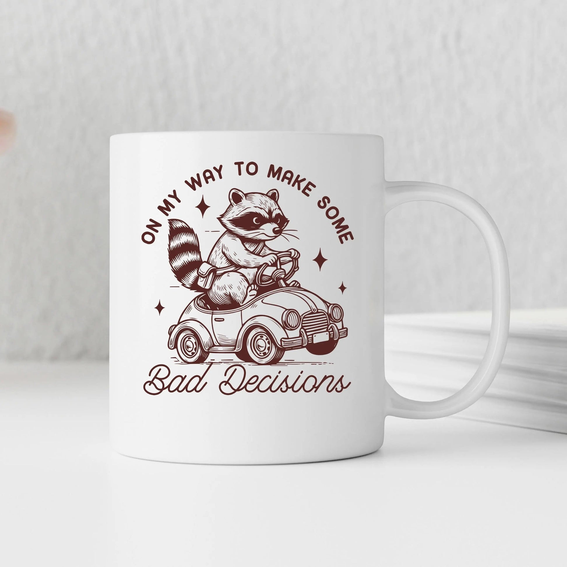 Raccoon Mug On My Way to Make Some Bad Decisions – Funny Raccoon Coffee Mug - Raccoon Driving Humor Gift Joyful Moose