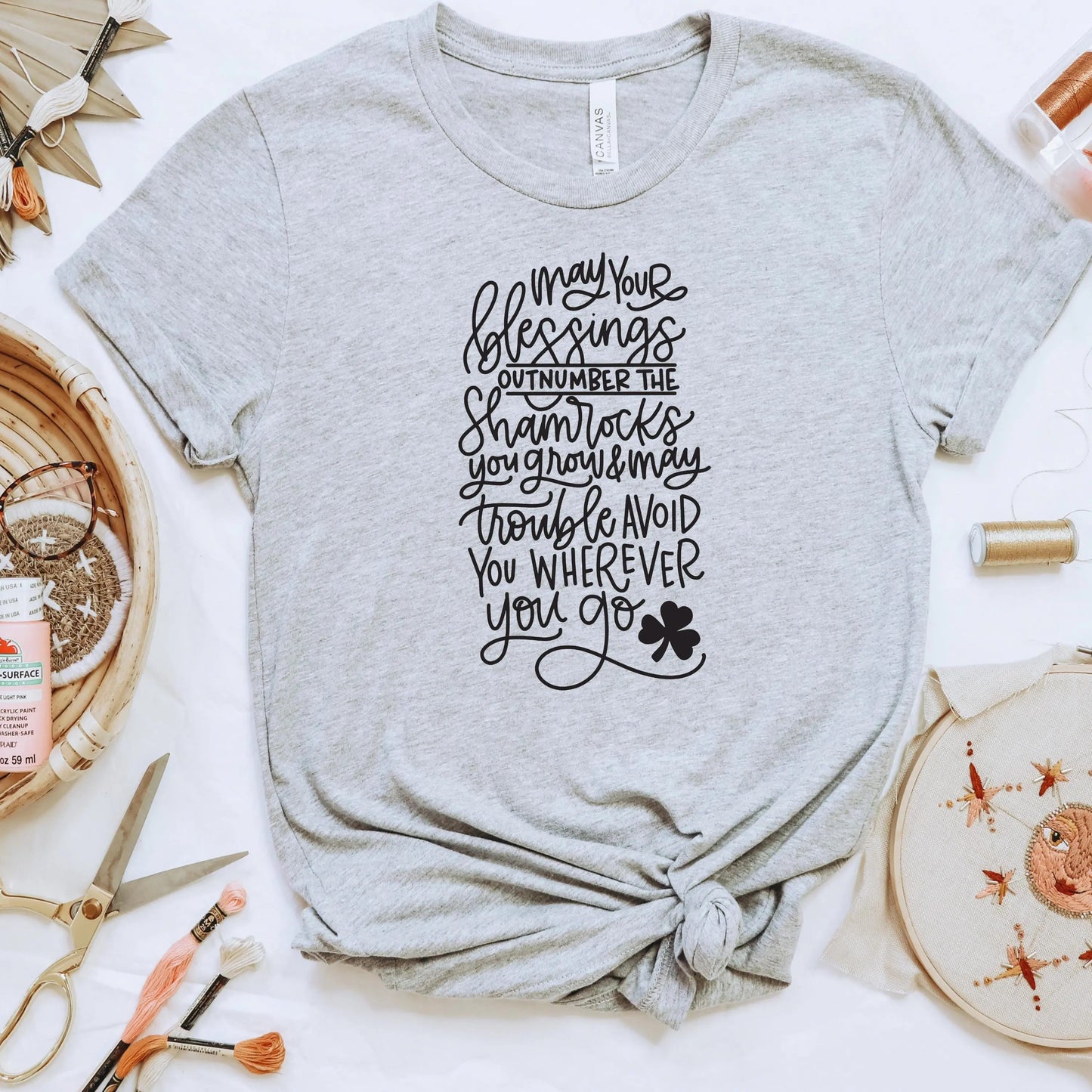 Irish Blessing Shirt, Shamrocks Tee, Ireland Gift for Her, Unisex Bella Canvas T-shirt with Irish Blessing Joyful Moose