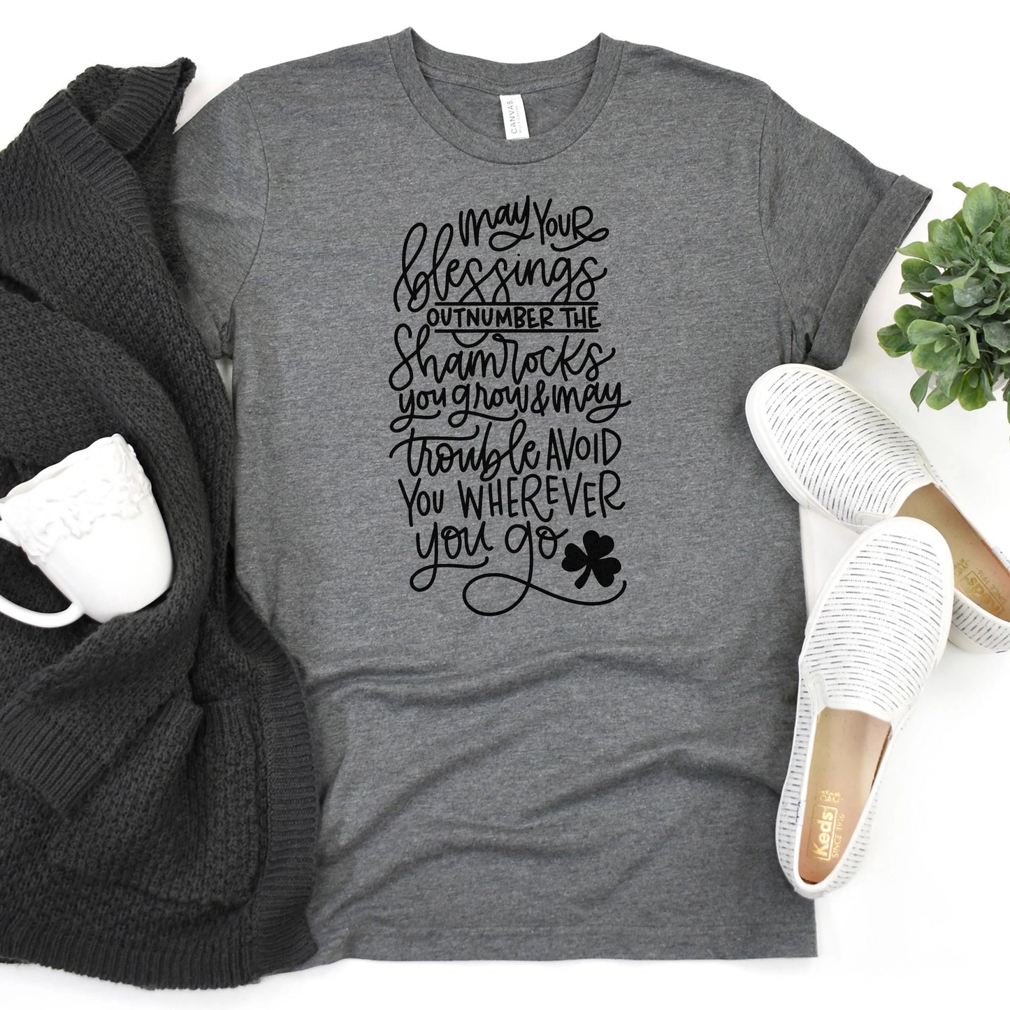 Irish Blessing Shirt, Shamrocks Tee, Ireland Gift for Her, Unisex Bella Canvas T-shirt with Irish Blessing Joyful Moose