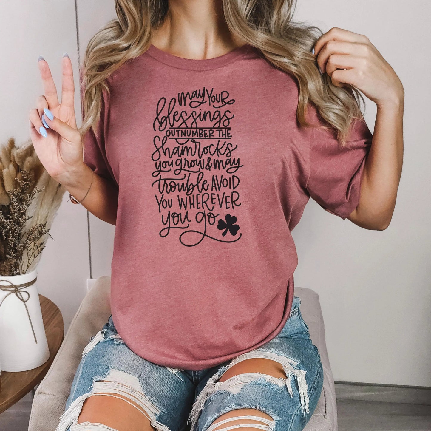 Irish Blessing Shirt, Shamrocks Tee, Ireland Gift for Her, Unisex Bella Canvas T-shirt with Irish Blessing Joyful Moose