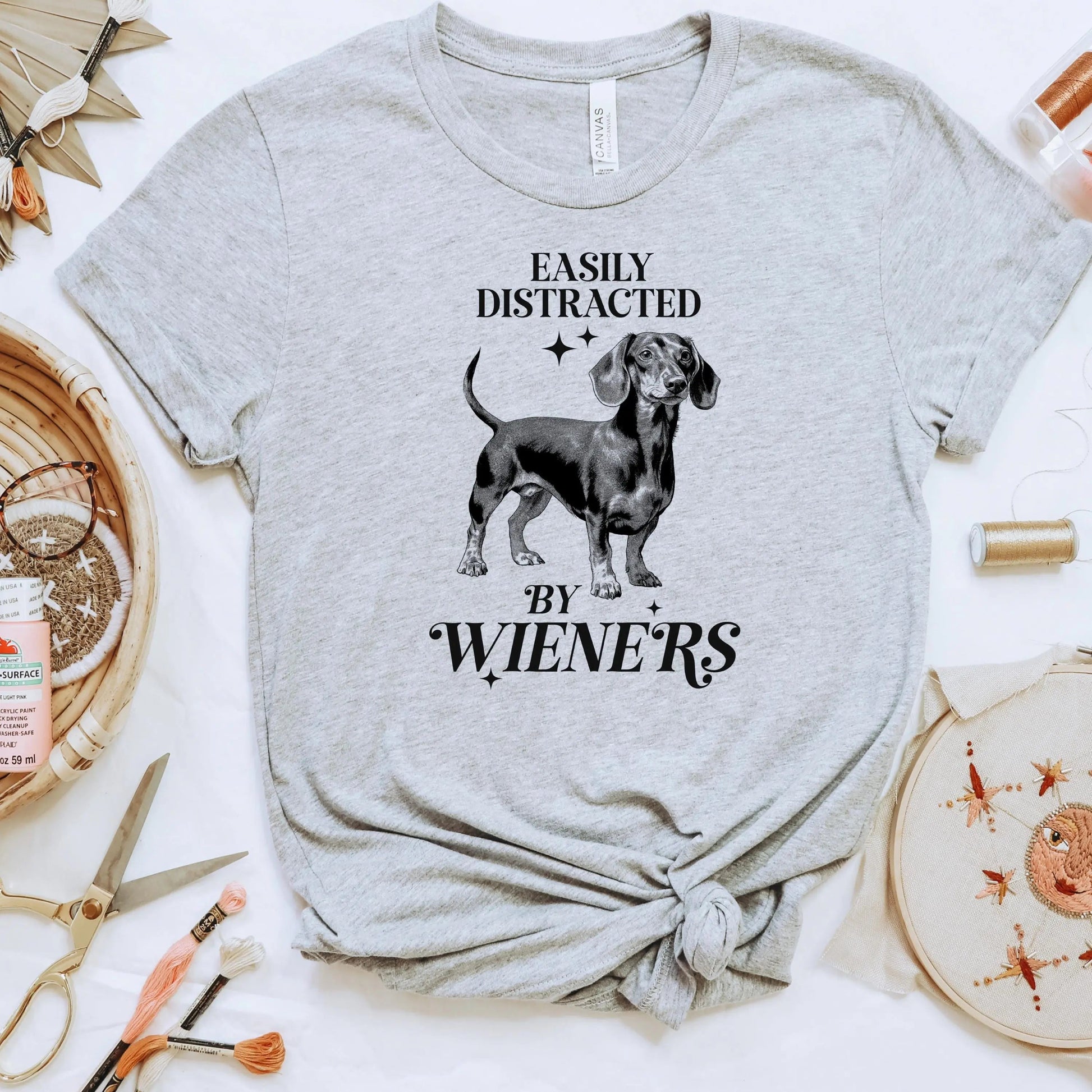 Dachshund T-shirt "Easily Distracted by Wieners" Bella + Canvas Unisex Dog Tee Doxie Lover Gift Joyful Moose