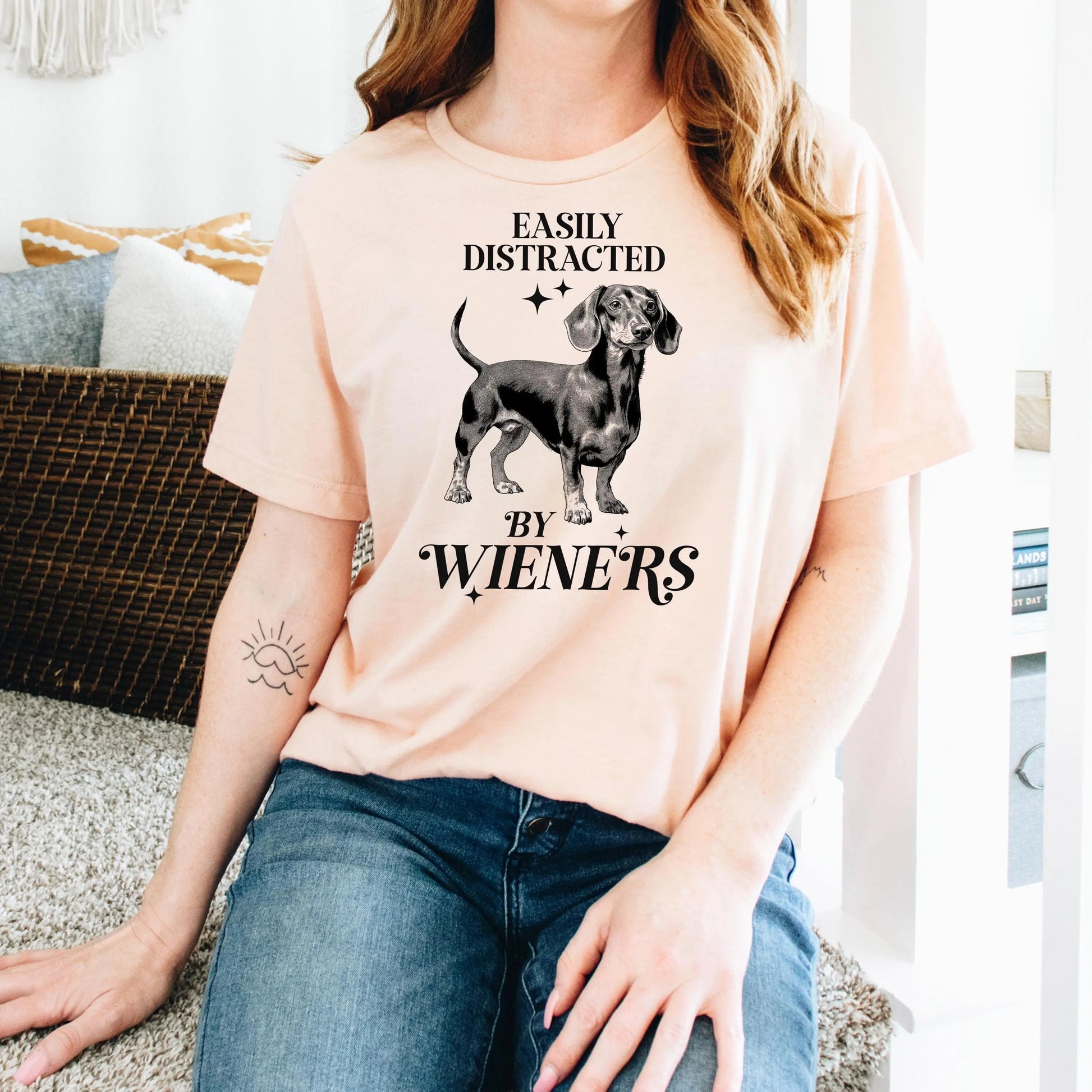 Dachshund T-shirt "Easily Distracted by Wieners" Bella + Canvas Unisex Dog Tee Doxie Lover Gift Joyful Moose