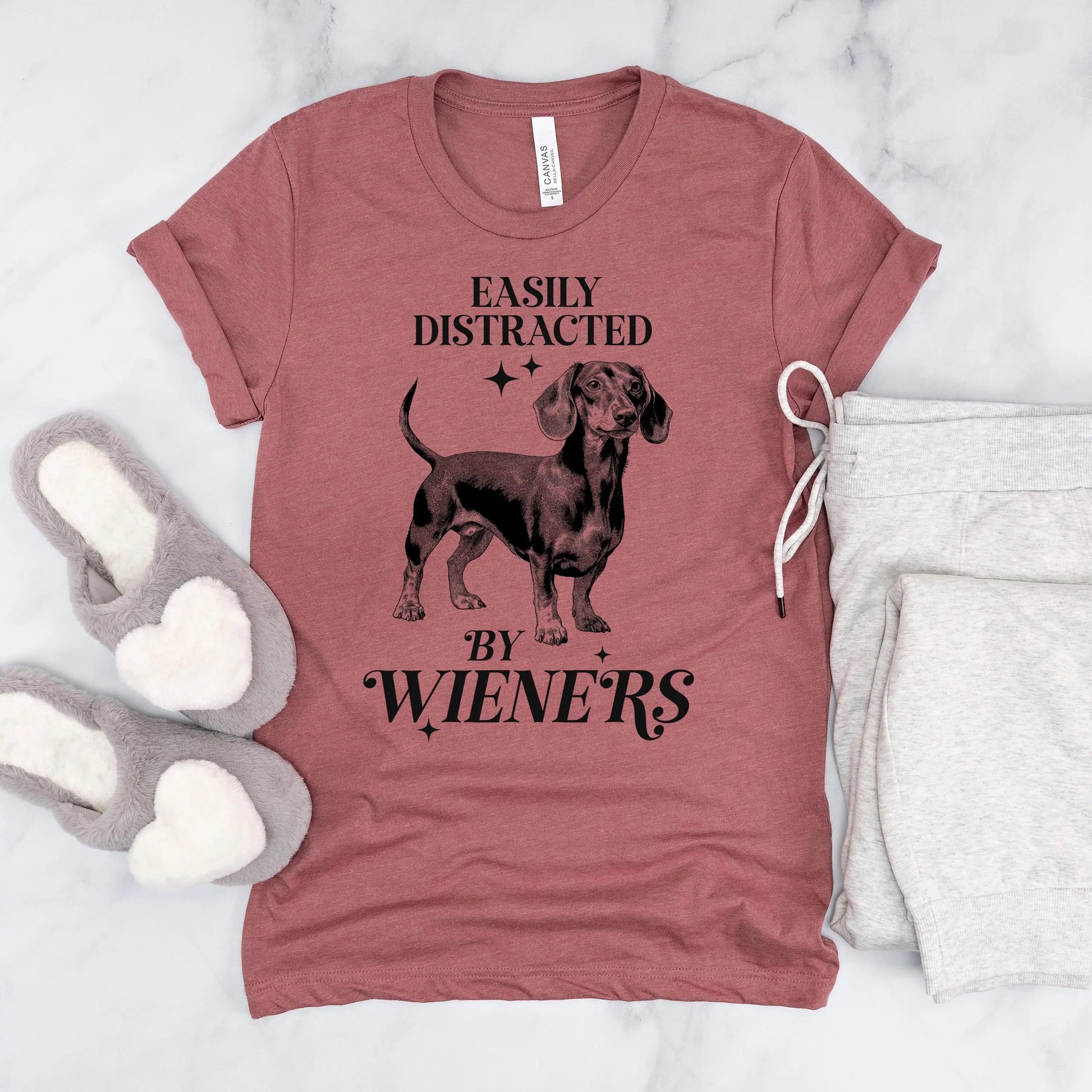 Dachshund T-shirt "Easily Distracted by Wieners" Bella + Canvas Unisex Dog Tee Doxie Lover Gift Joyful Moose