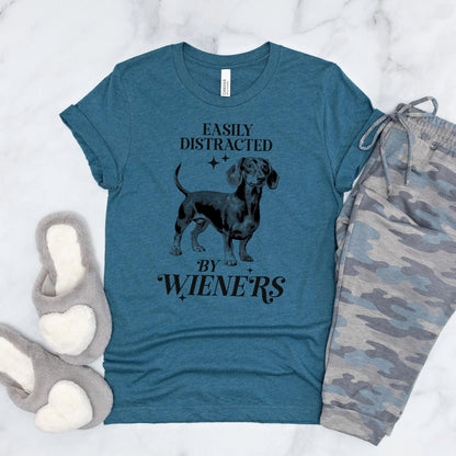 Dachshund T-shirt "Easily Distracted by Wieners" Bella + Canvas Unisex Dog Tee Doxie Lover Gift Joyful Moose