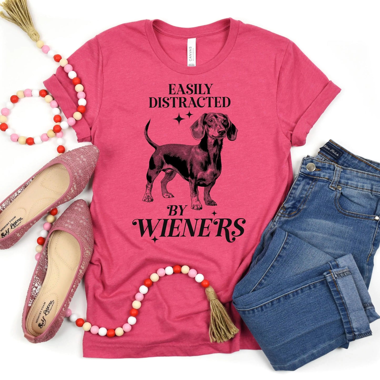 Dachshund T-shirt "Easily Distracted by Wieners" Bella + Canvas Unisex Dog Tee Doxie Lover Gift Joyful Moose