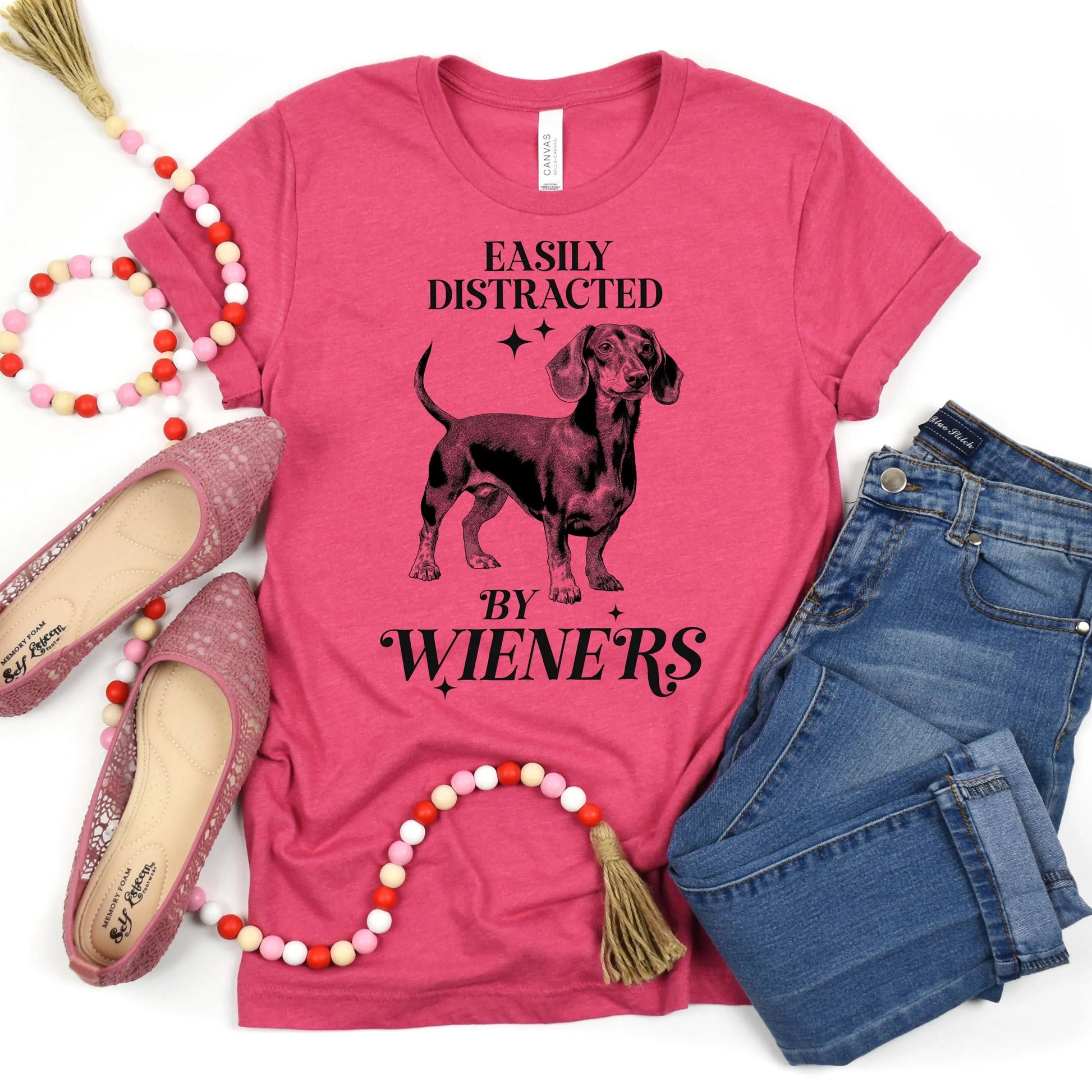 Dachshund T-shirt "Easily Distracted by Wieners" Bella + Canvas Unisex Dog Tee Doxie Lover Gift Joyful Moose