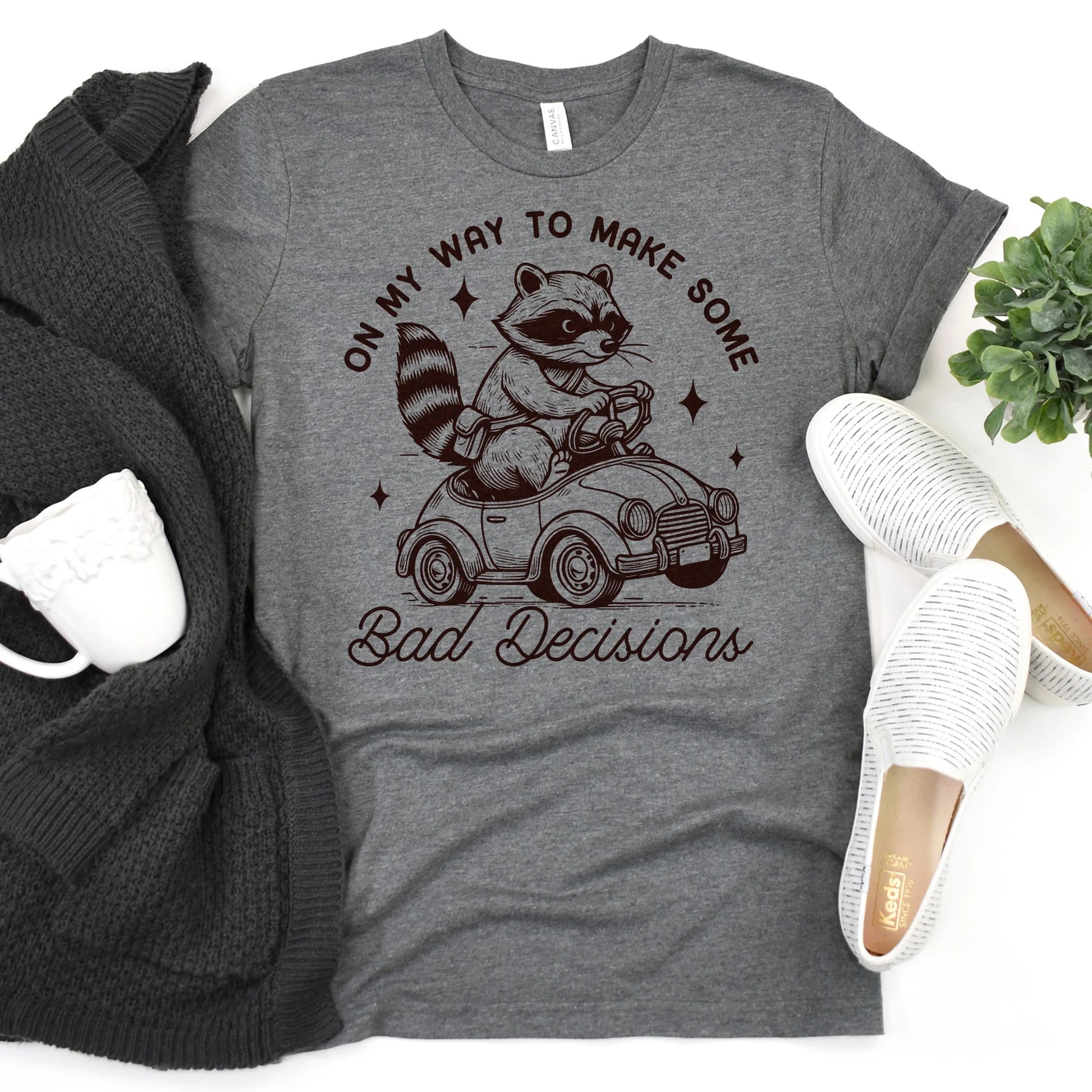 Funny Racoon Shirt - On My Way to Make Bad Decisions - Bella Canvas Graphic Tee - Trendy Racoon Shirt Joyful Moose