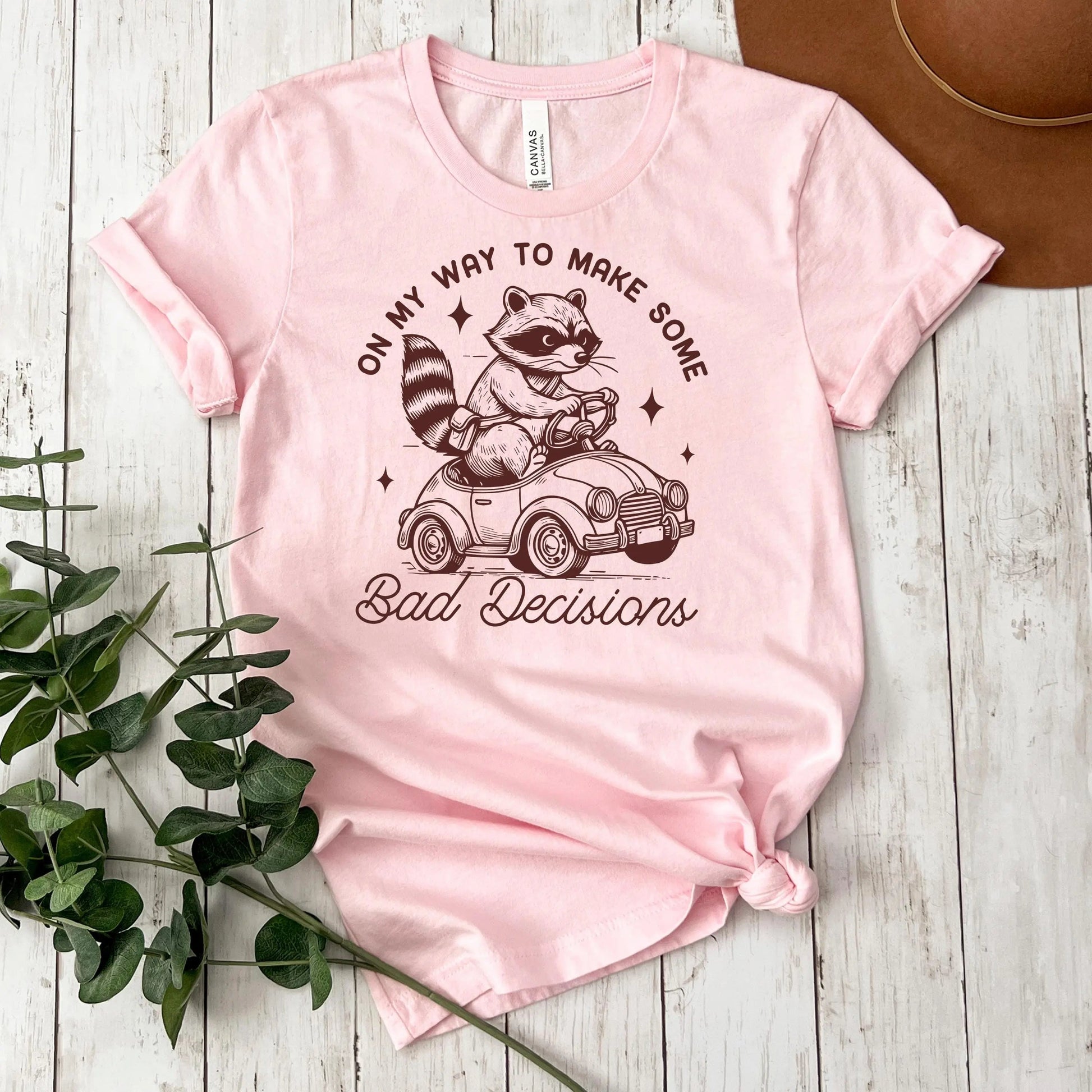 Funny Racoon Shirt - On My Way to Make Bad Decisions - Bella Canvas Graphic Tee - Trendy Racoon Shirt Joyful Moose