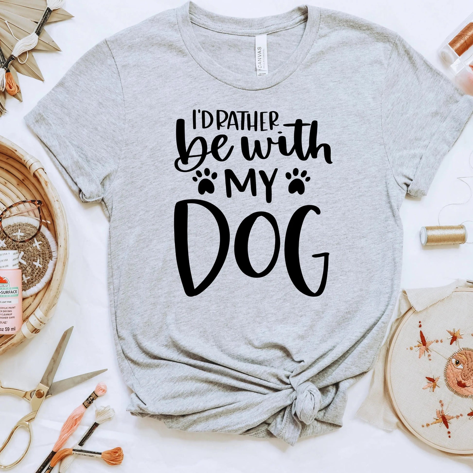 Dog Mom Tshirt I’d Rather Be With My Dog Bella Canvas Tee Joyful Moose