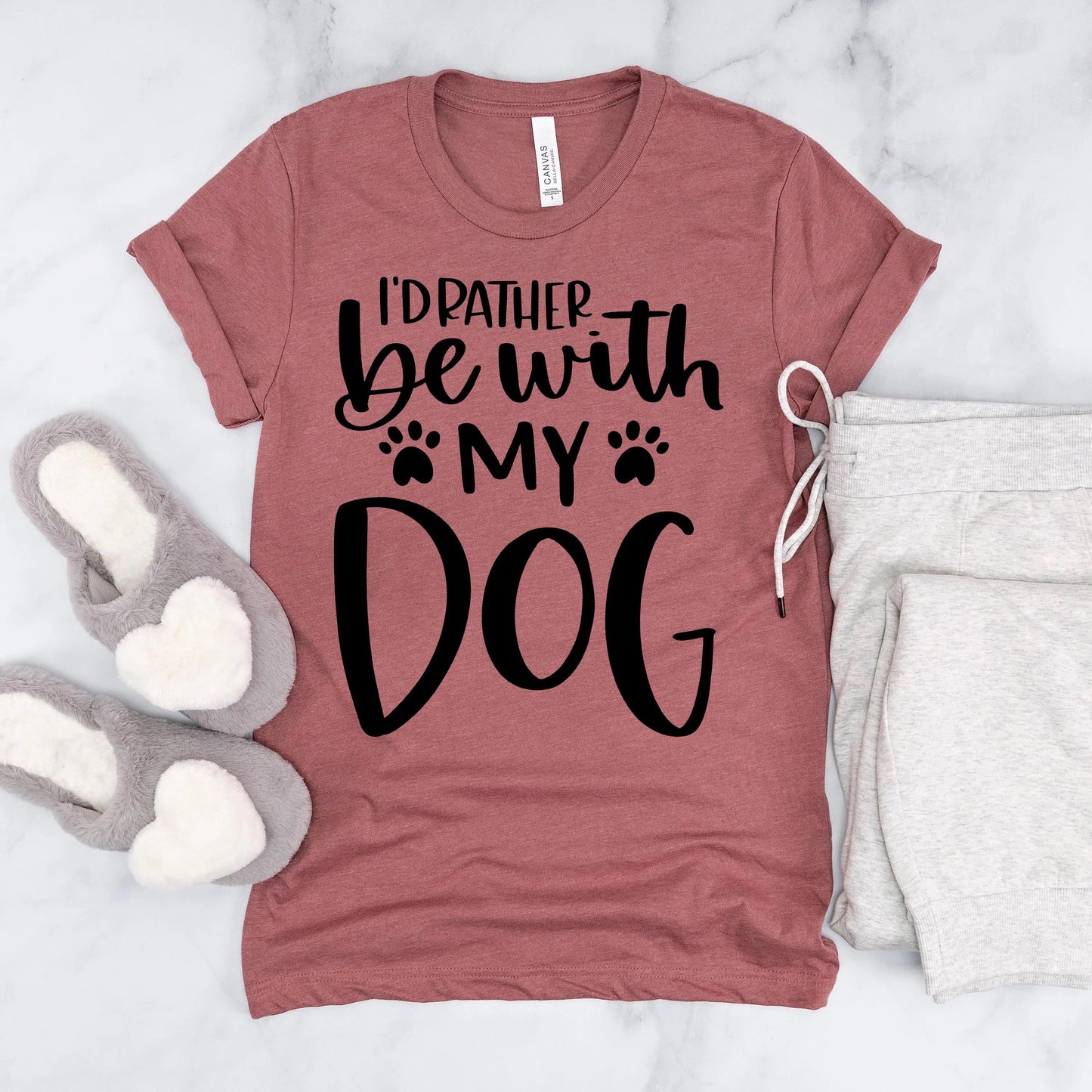 Dog Mom Tshirt I’d Rather Be With My Dog Bella Canvas Tee Joyful Moose