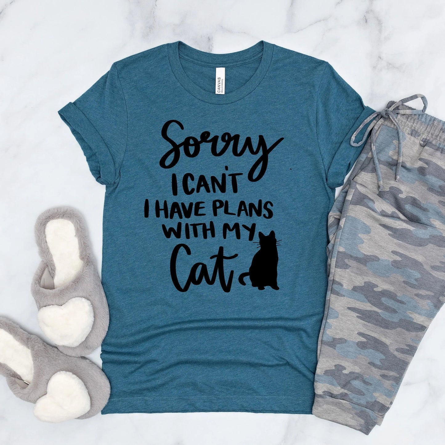 Cat t shirt Sorry I Can't, I Have Plans with My Cat Bella + Canvas Unisex T-Shirt, Cat mom shirt, Cat Lady Gift Joyful Moose