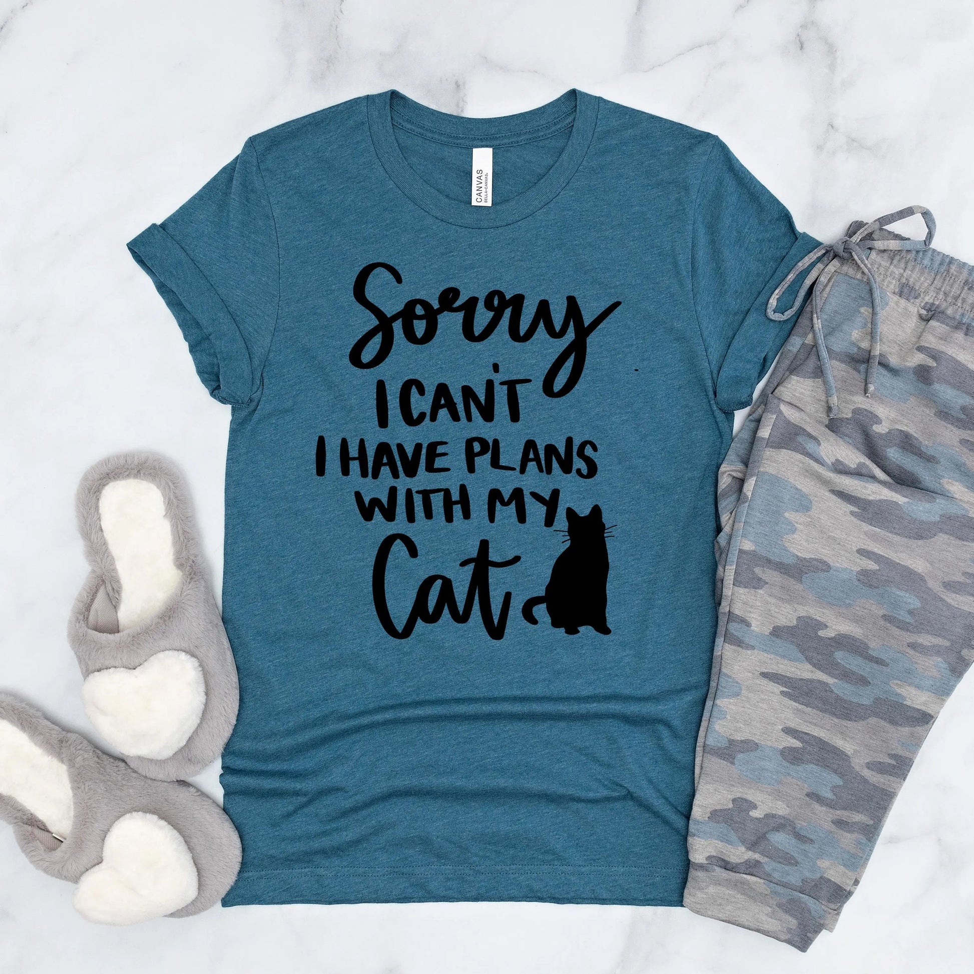 Cat t shirt Sorry I Can't, I Have Plans with My Cat Bella + Canvas Unisex T-Shirt, Cat mom shirt, Cat Lady Gift Joyful Moose