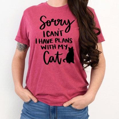 Cat t shirt Sorry I Can't, I Have Plans with My Cat Bella + Canvas Unisex T-Shirt, Cat mom shirt, Cat Lady Gift Joyful Moose