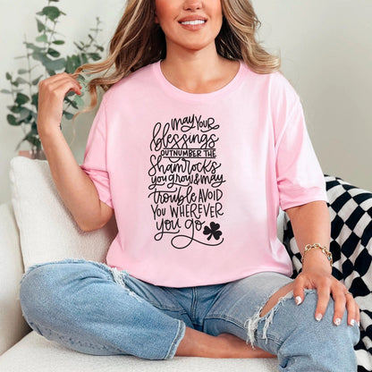 Irish Blessing Shirt, Shamrocks Tee, Ireland Gift for Her, Unisex Bella Canvas T-shirt with Irish Blessing Joyful Moose