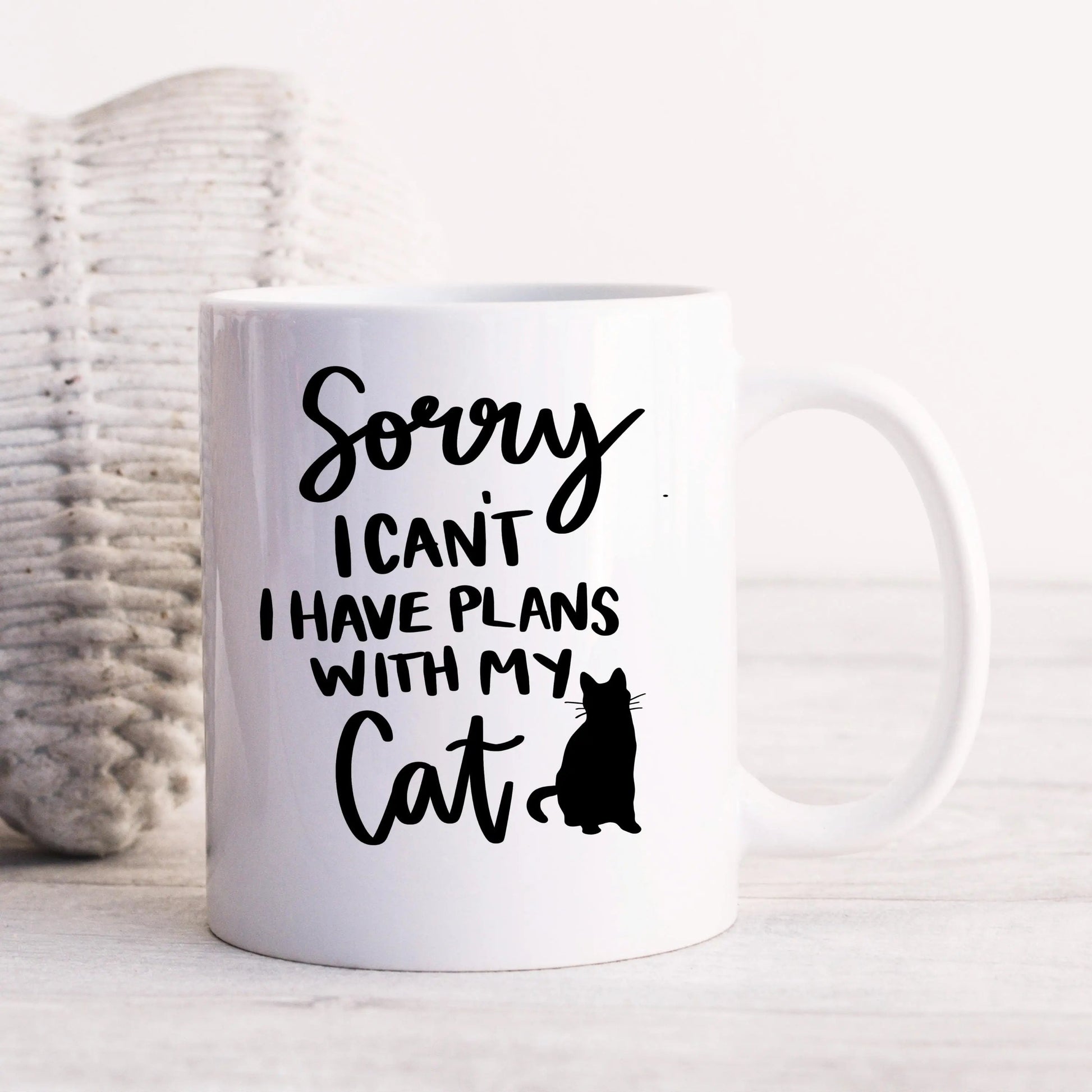 Gifts for Cat Lovers - Sorry, I Can't. I Have Plans With My Cat – Funny Cat Mom Coffee Mug (11 oz or 15 oz) Joyful Moose