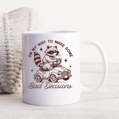 Raccoon Mug On My Way to Make Some Bad Decisions – Funny Raccoon Coffee Mug - Raccoon Driving Humor Gift Joyful Moose