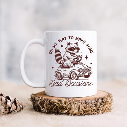 Raccoon Mug On My Way to Make Some Bad Decisions – Funny Raccoon Coffee Mug - Raccoon Driving Humor Gift Joyful Moose