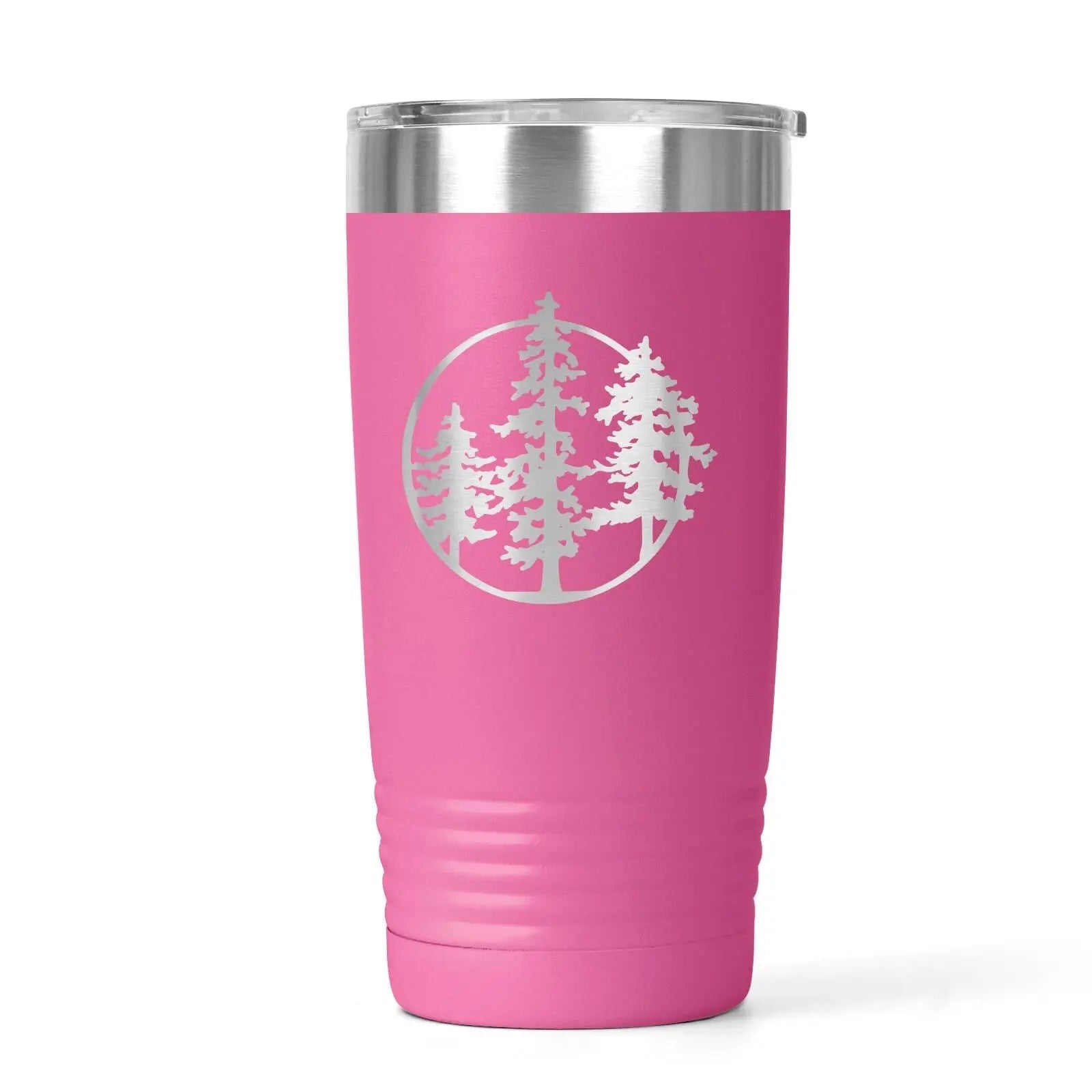 20 Oz Insulated Tumbler for Hiking – Laser-Engraved Pine Tree Design, Black Stainless Steel Travel Mug Joyful Moose
