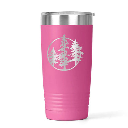 20 Oz Insulated Tumbler for Hiking – Laser-Engraved Pine Tree Design, Black Stainless Steel Travel Mug Joyful Moose