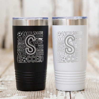 Soccer Tumbler 20 oz with Insulation, Sports Gift for Soccer Enthusiasts, Athletes, Soccer Mom Gift, Team Gift Idea, Soccer Accessories Joyful Moose