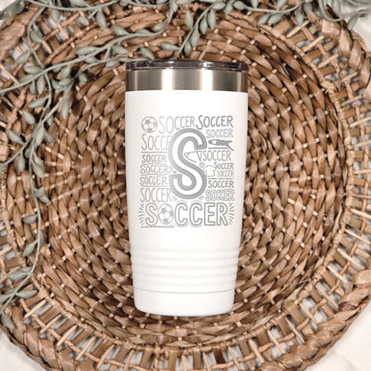 Soccer Tumbler 20 oz with Insulation, Sports Gift for Soccer Enthusiasts, Athletes, Soccer Mom Gift, Team Gift Idea, Soccer Accessories Joyful Moose