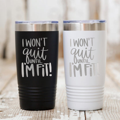 Workout Fitness Tumbler 20 oz engraved stainless steel insulated black tumbler with motivational quote for gym, sports, and active lifestyle Joyful Moose